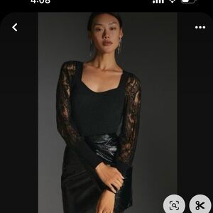 By Anthropologie Lace Sleeve Sweater. Size XL.